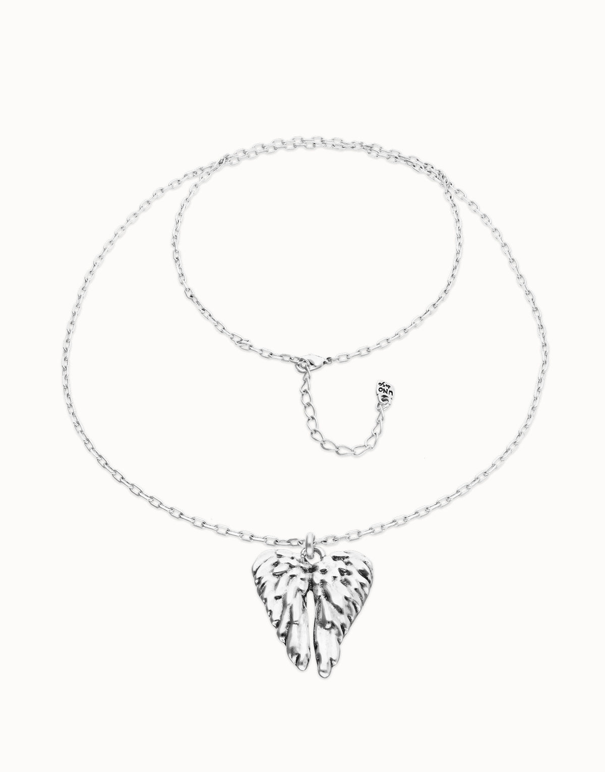 Long Necklace Pleated In Sterling Silver With Wings Detail