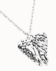 Long Necklace Pleated In Sterling Silver With Wings Detail