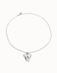 Short Necklace Pleated In Sterling Silver With Wings Detail