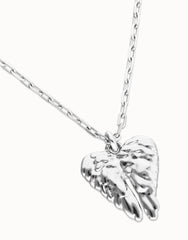 Short Necklace Pleated In Sterling Silver With Wings Detail