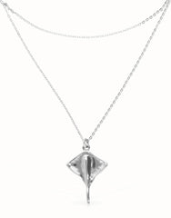 Double Short Chain Pendant With Stingray - Silver