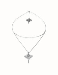 Double Short Chain Pendant With Stingray - Silver