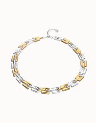 Half 18K Gold Half Sterling Silver Alloy Necklace With Links