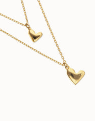 18K Gold Double Plated Necklace With Two Hearts