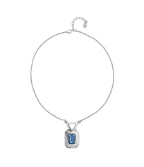 Sterling Silver Plated Necklace With Blue Faceted Crystal
