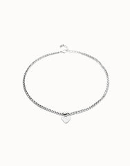 Sterling Silver Plated Ball Necklace With Heart Detail