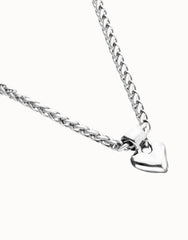 Sterling Silver Plated Ball Necklace With Heart Detail