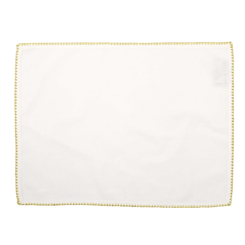 Cotone Linens Ivory Placemats With Stitching - Set Of 4