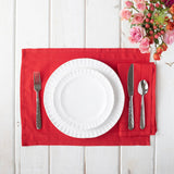 Cotone Linens Placemats With Double Stitching - Set Of 4, Red