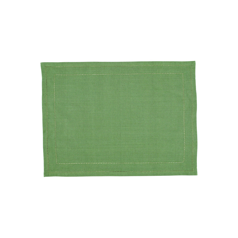 Cotone Linens Sage Placemats With Double Stitching - Set Of 4