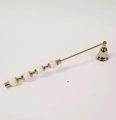 Gold Candle Snuffer White and Gold Beaded Handle