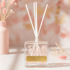Clear Bottle Reed Diffuser with White Flowers and White Reeds, "Lily of the Valley" Scent