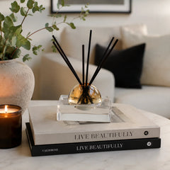 Clear Square Base and Dome Reed Diffuser - Lily of the Valley
