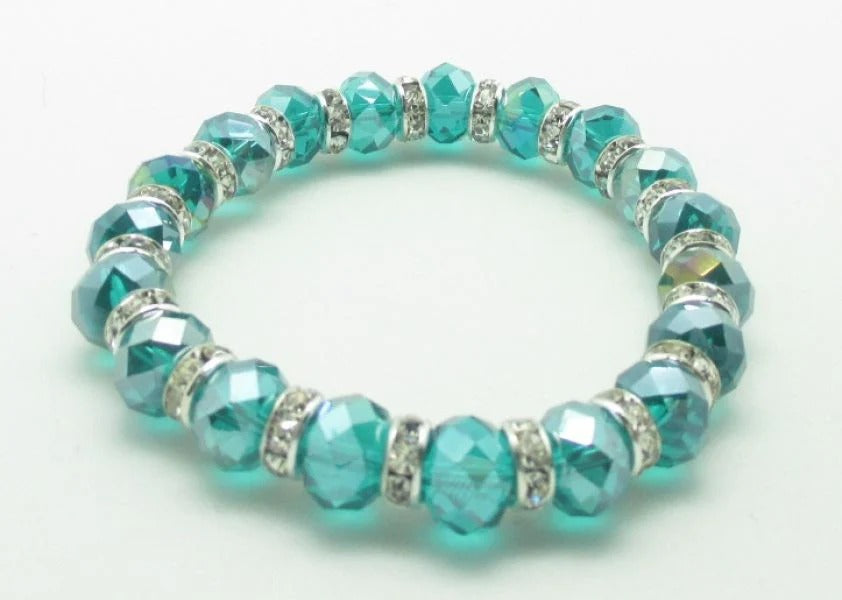 Crystal Bracelets Silver and Teal