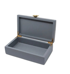 Grey Wood Decorative Box with Gold Flower Opener
