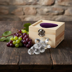 Crystal Grapes Cluster In Wooden Gift Box Figurine