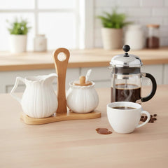 Debora Carlucci White Porcelain Sugar and Creamer Set with Tray