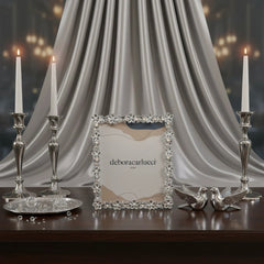 DUBAI PHOTO FRAME CRYSTAL FLOWER SILVER TRIM 12 x 13