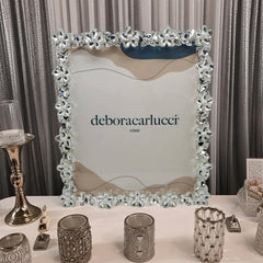 DUBAI PHOTO FRAME CRYSTAL FLOWER SILVER TRIM 12 x 13