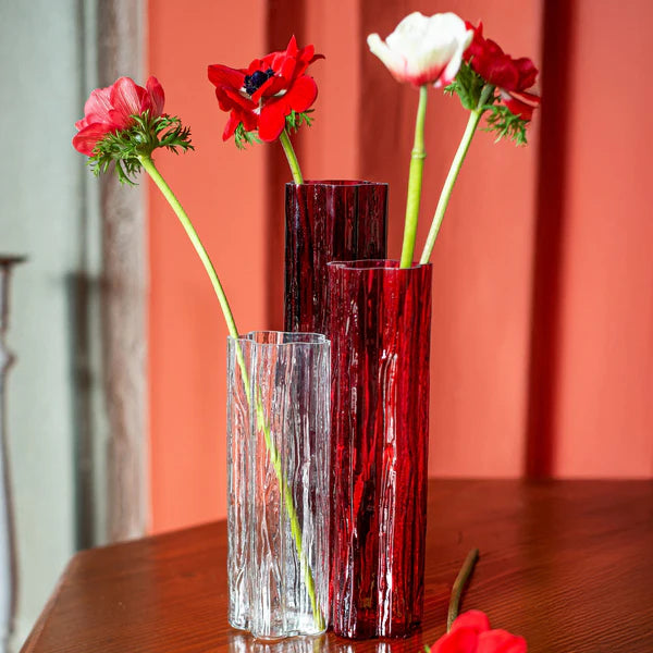 Flora Glass Red Vase