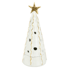 Foresta White Large Tree With Ribbon & Gold Star