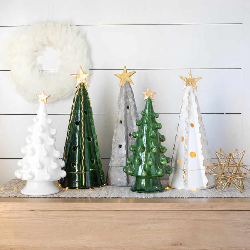 Foresta White Large Tree With Ribbon & Gold Star