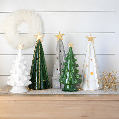 Foresta White Large Tree With Ribbon & Gold Star