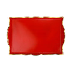 Florentine Wooden Accessories Red & Gold Handled Medium Rectangular Tray