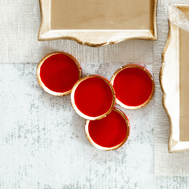 Florentine Wooden Accessories Red & Gold Coasters - Set Of 4