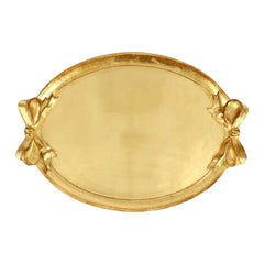 Florentine Wooden Accessories Gold Bow Handled Oval Tray