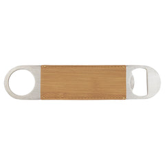 1 1/2 x 7 Bamboo Laserable Leatherette Bottle Opener