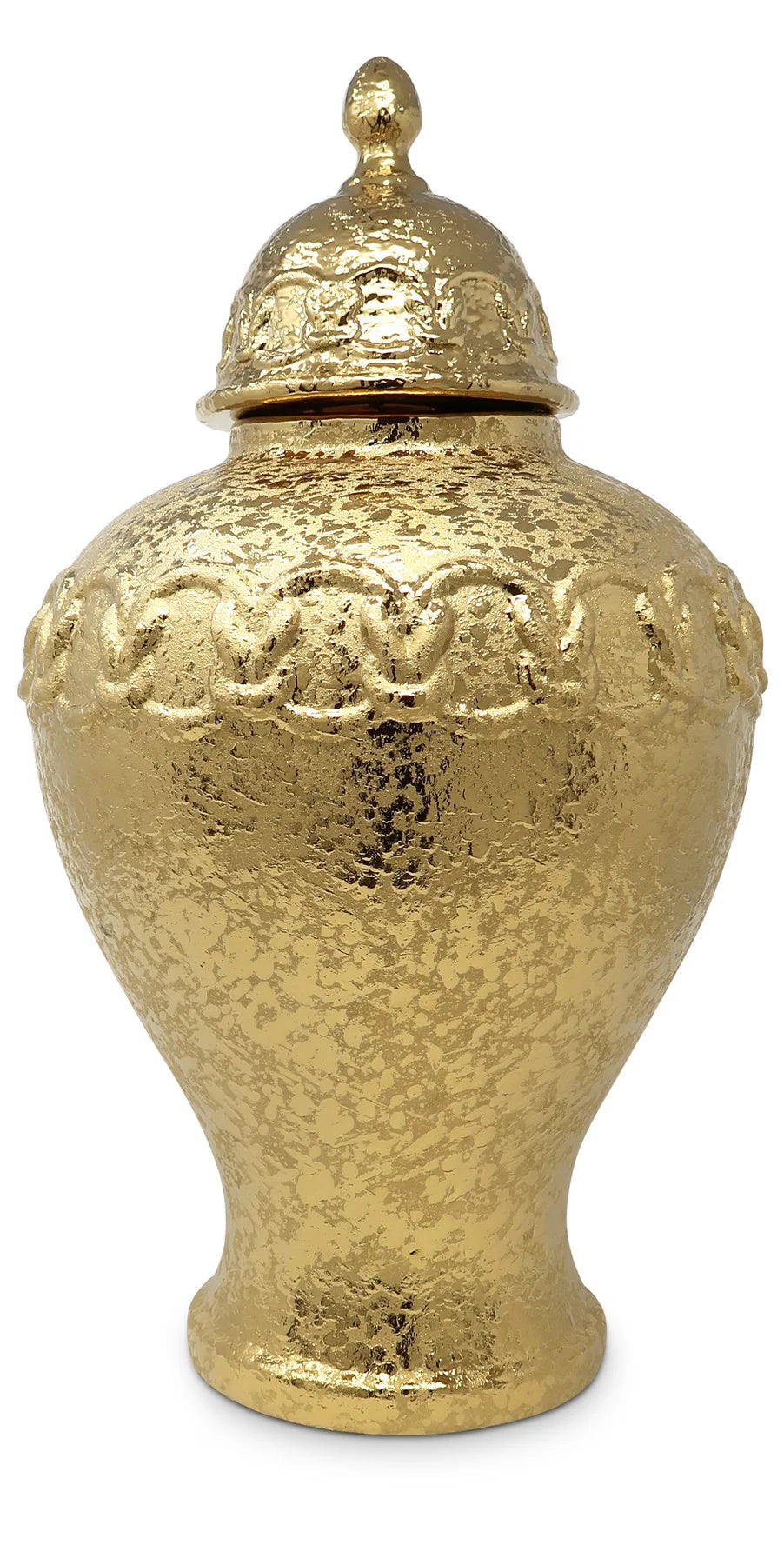 Gold Ginger Jar with Gold Chain Detail - Large