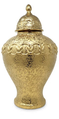 Gold Ginger Jar with Gold Chain Detail - Large