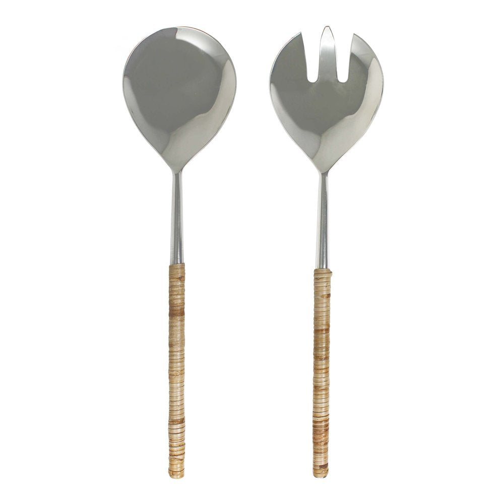 Natural Rattan Handled Salad Servers
