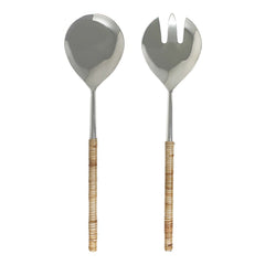 Natural Rattan Handled Salad Servers