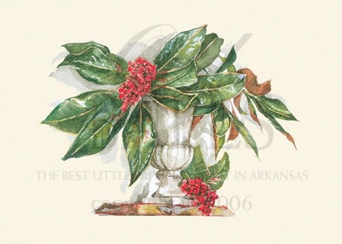 Nandina & Magnolia Personalized Christmas Cards (Min 50)
