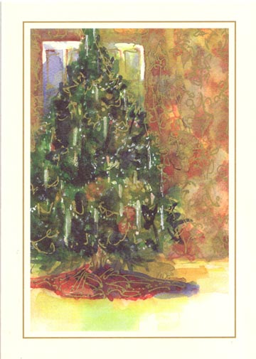 Damask Tree Personalized Christmas Cards (Min 50)
