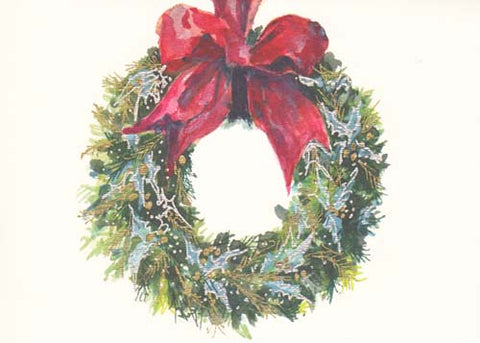 Blue Holly Wreath Personalized Christmas Cards (Min 50)