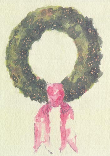 Wreath Of Moss Personalized Christmas Cards (Min 50)