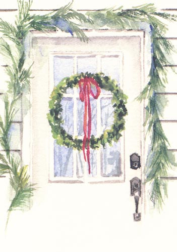 Breezeway Wreath Personalized Christmas Cards (Min 50)