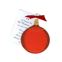Red Ornament With Ribbon and Tag Invitation Cards (Set Of 60)