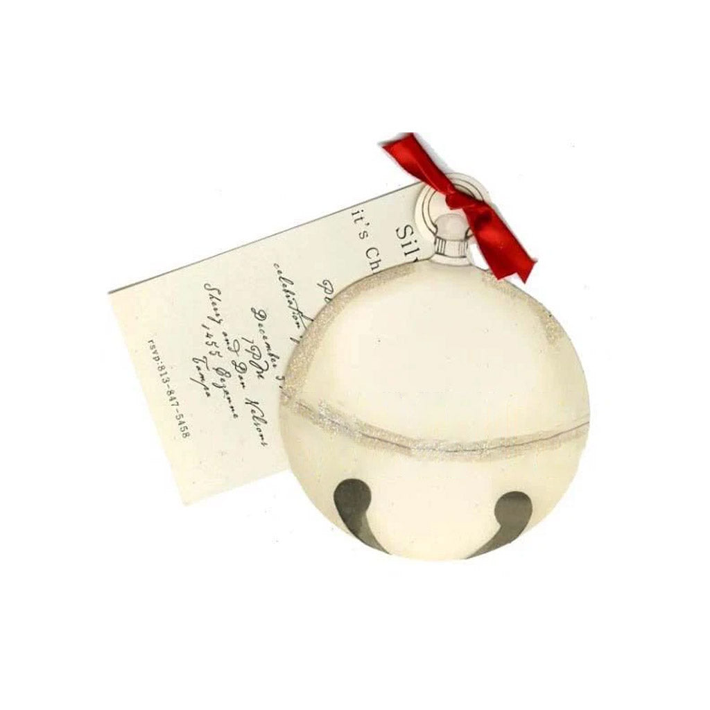 Silver Bell With Ribbon and Tag Invitation Cards With Glitter (Set Of 60)
