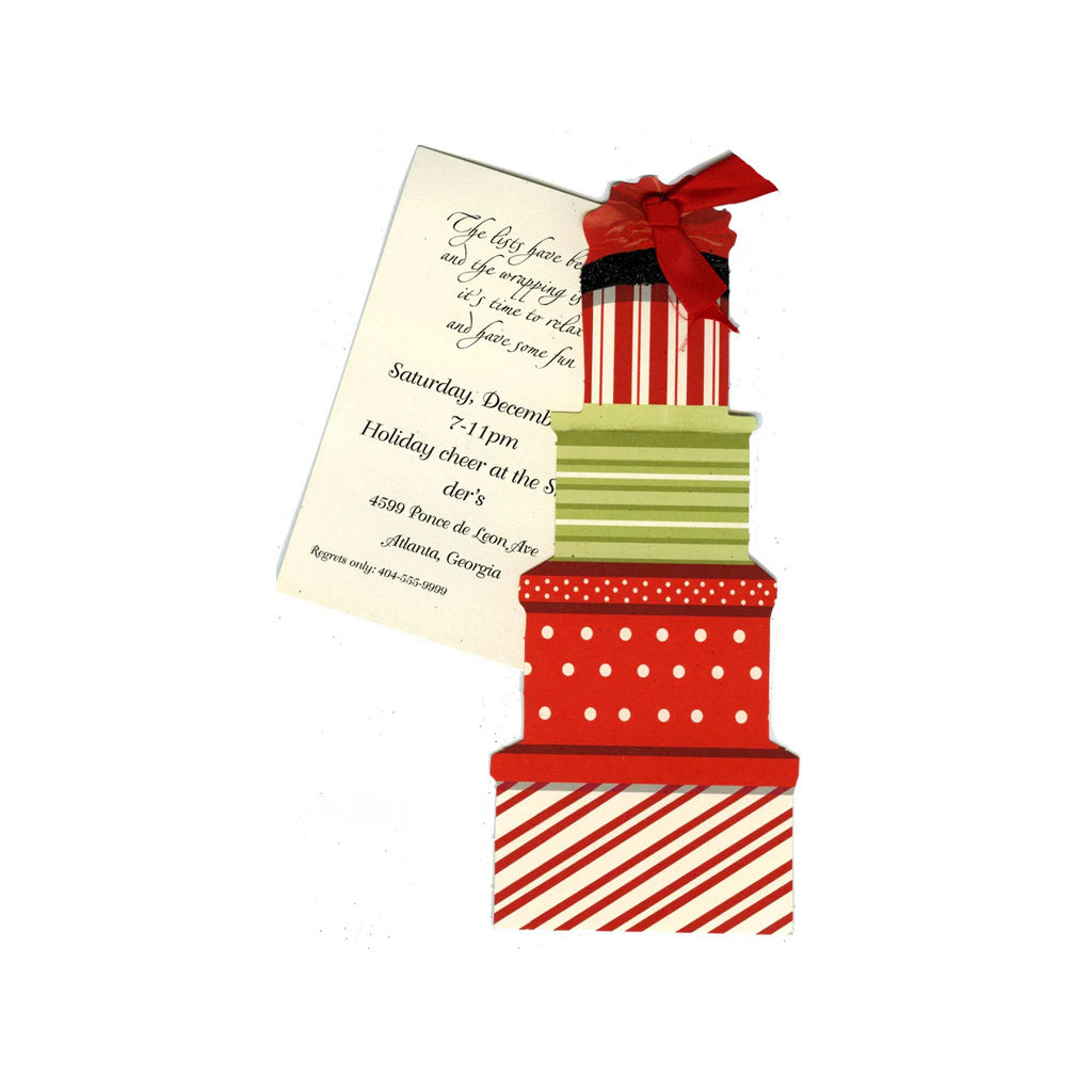Stacked Gifts With Ribbon and Tag Invitation Cards (Set Of 60)