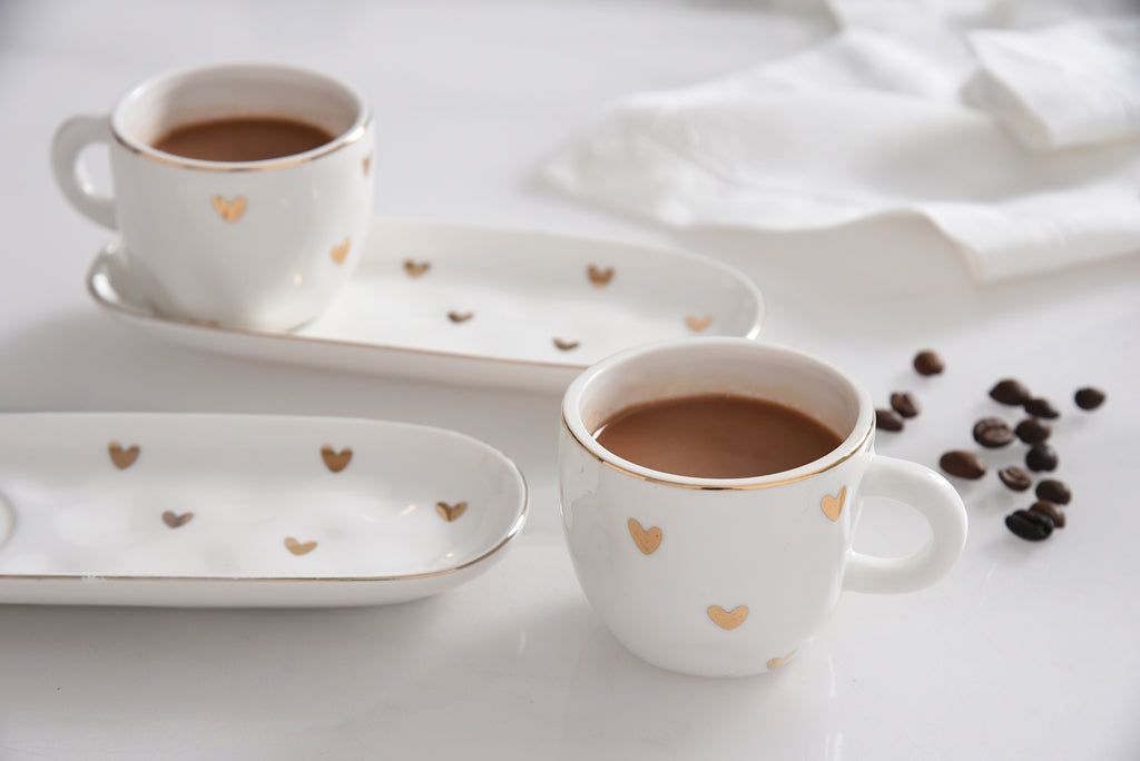 Heart to Heart Set of 2 Espresso Cups & Saucers