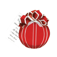 Red Ornament With Bow With Ribbon and Tag Invitation Cards (Set Of 60)