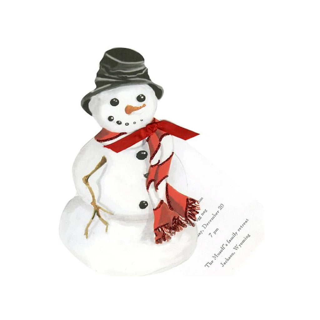 Snowman With Red & White Scarf With Ribbon and Tag Invitation Cards (Set Of 60)