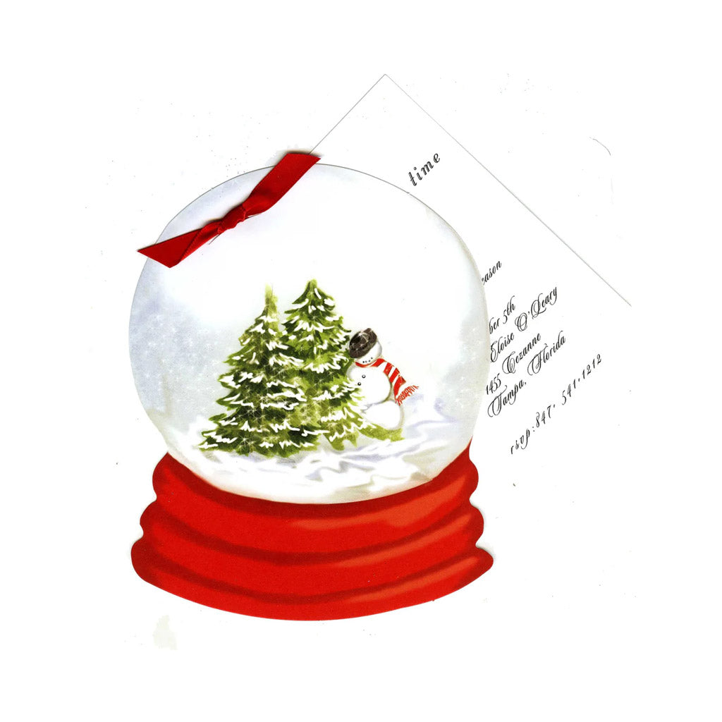 Snow Globe With Ribbon and Tag Invitation Cards With Glitter (Set Of 60)