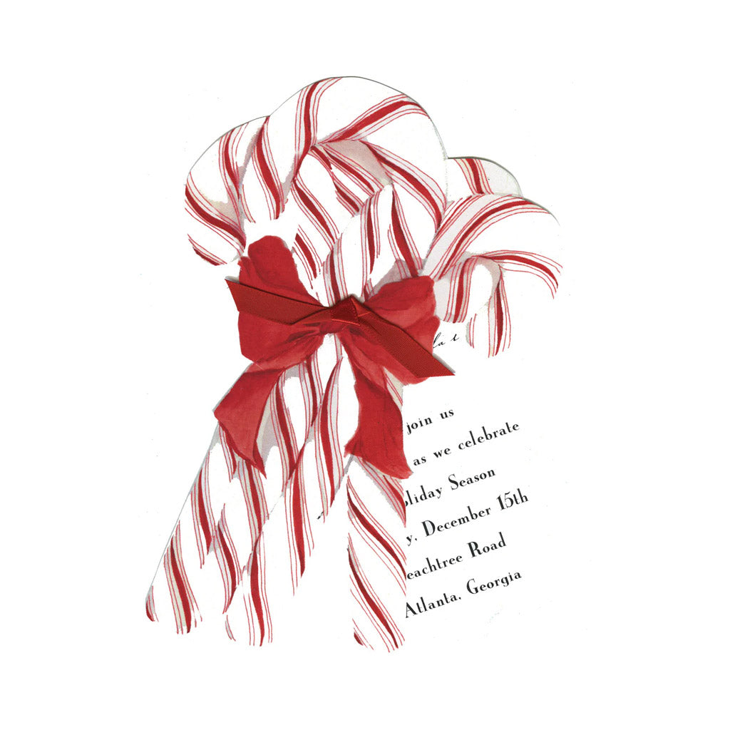 Candy Cane Bouquet With Ribbon and Tag Invitation Cards (Set Of 60)