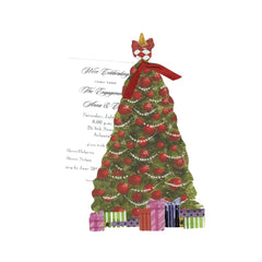 Christmas Tree 12 With Ribbon and Tag Invitation Cards (Set Of 60)