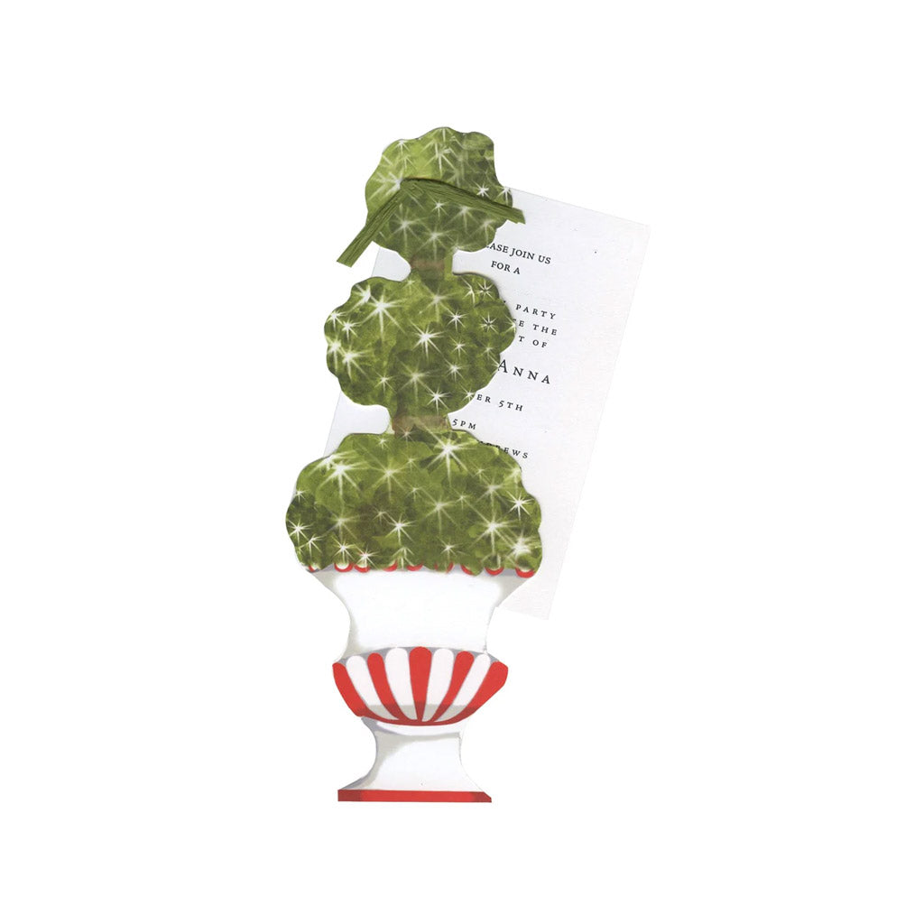 Christmas Topiary With Ribbon and Tag Invitation Cards (Set Of 60)